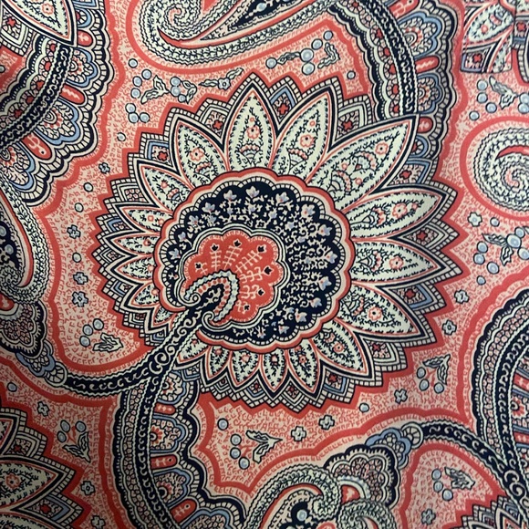 Talbots Paisley Peasant Top 3XL Pink Navy Balloon Sleeves Gold Button. - Picture 4 of 6